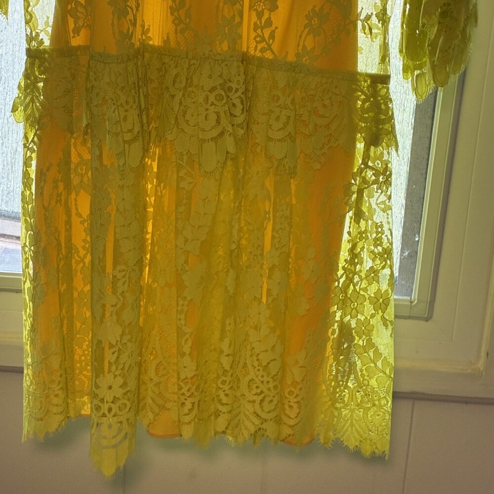 J Crew lemon yellow lace dress NWT - drop waist lined Size 4. - Picture 2 of 6